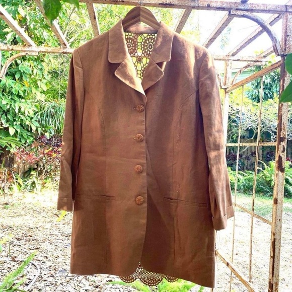 Vintage 80s linen crochet blazer jacket 
Made in USA - Picture 2 of 4